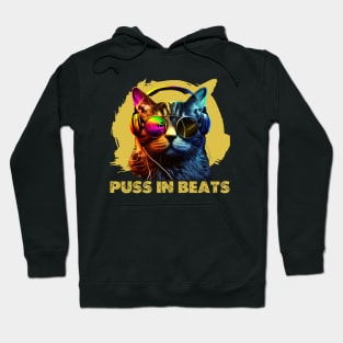 Puss in Beats, Funky Cat in DJ Headphones Hoodie